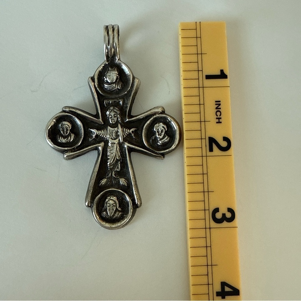 Antique Sterling Silver Orthodox Cross Pendant - Picture 8 of 8